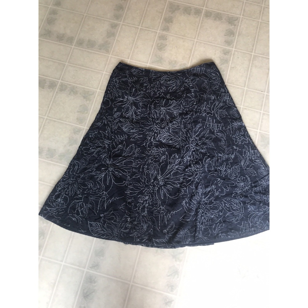 Christopher & Banks Skirt Sz 8 Blue and White Print Full Skirt No Slit, lined